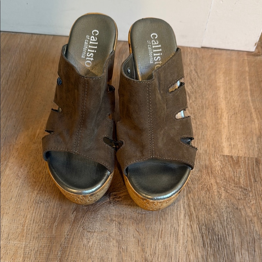 Callisto Women's Brown Wedge Sandals
